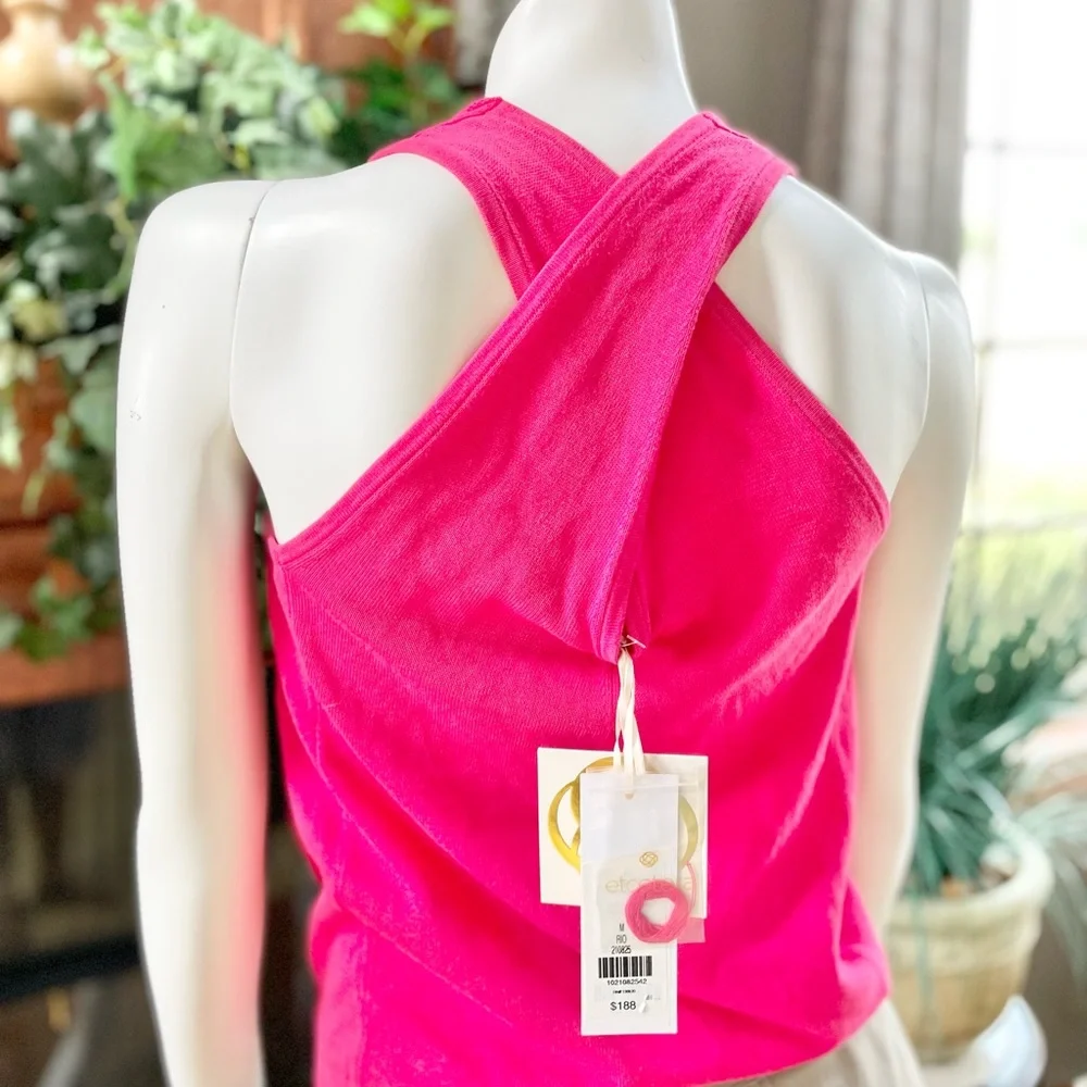 New with tags ETCETERA RIO SLEEVELESS KNIT TOP PINK Super Versatile. Sz MED - Picture 2 of 13